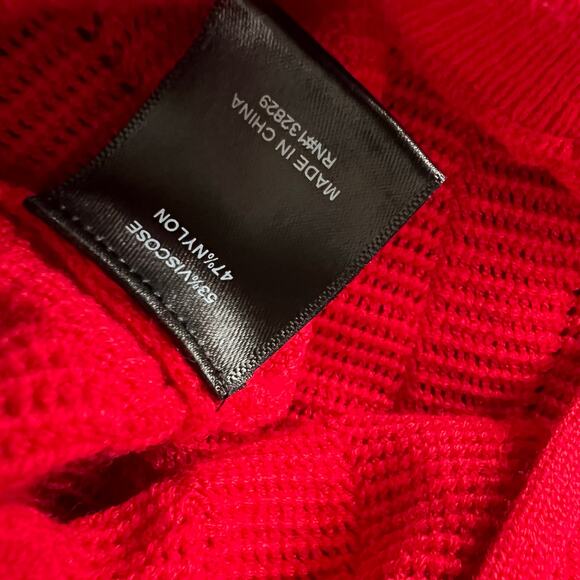 NWOT Revolve h:ours Cora Women's Blouse Top Shirt Cutout Bright Red Large Tie - Picture 7 of 8